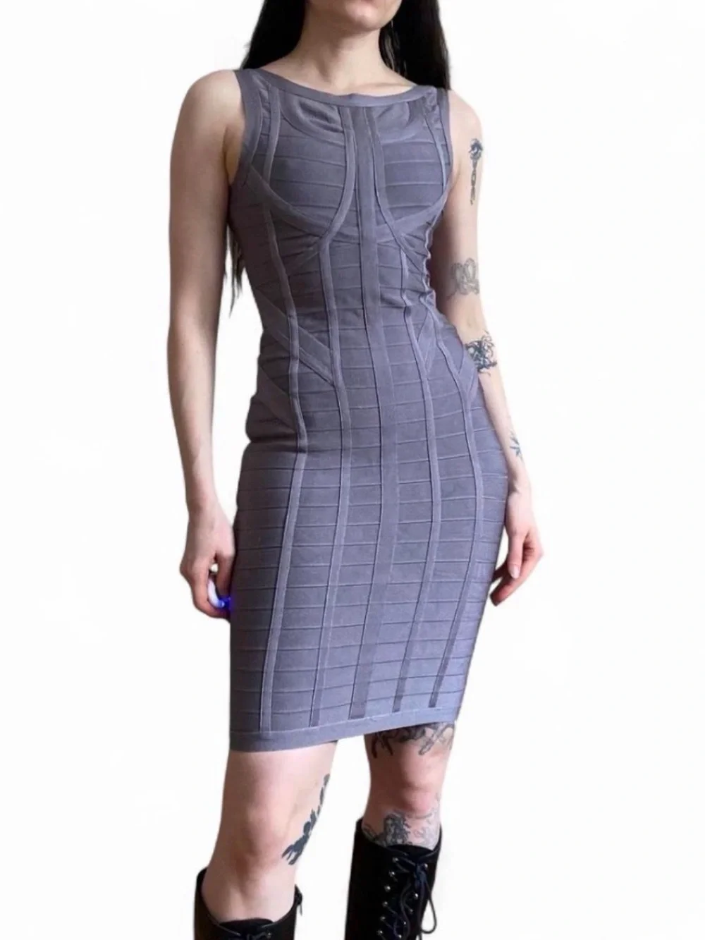 Grey Lavender Bandage Dress